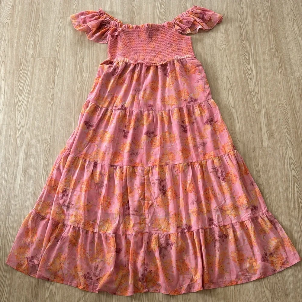 Pinkblush floral chiffon smocked top maxi dress nwot - Picture 7 of 8